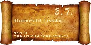 Blumenfeld Tivadar névjegykártya